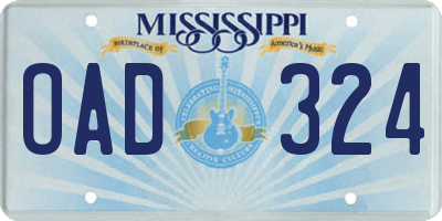 MS license plate OAD324