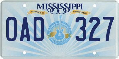 MS license plate OAD327