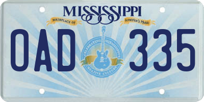 MS license plate OAD335