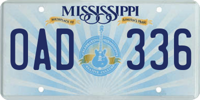 MS license plate OAD336