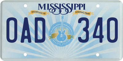 MS license plate OAD340