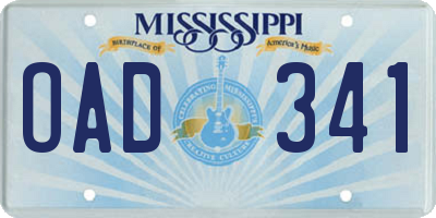 MS license plate OAD341
