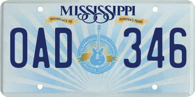 MS license plate OAD346