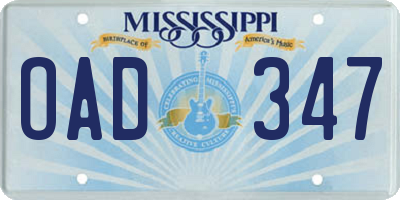 MS license plate OAD347