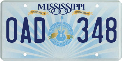 MS license plate OAD348