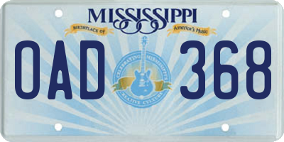 MS license plate OAD368