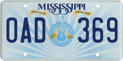 MS license plate OAD369