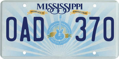 MS license plate OAD370