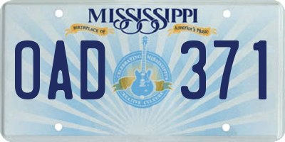 MS license plate OAD371