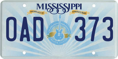 MS license plate OAD373