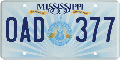 MS license plate OAD377