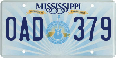 MS license plate OAD379