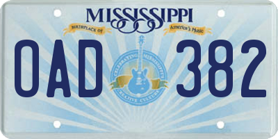 MS license plate OAD382