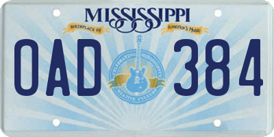 MS license plate OAD384