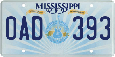 MS license plate OAD393
