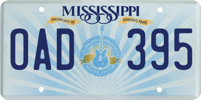 MS license plate OAD395