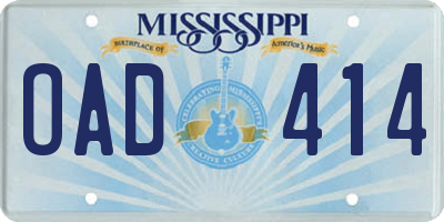 MS license plate OAD414