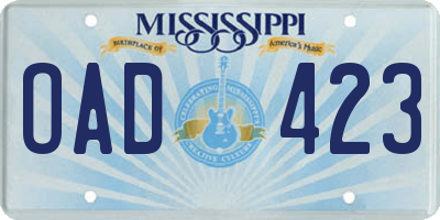MS license plate OAD423