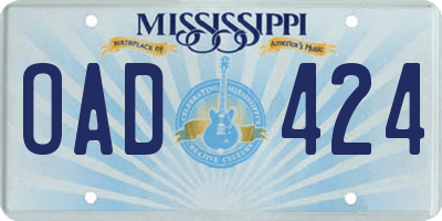 MS license plate OAD424