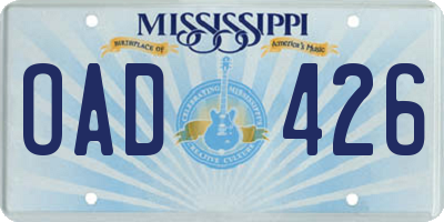 MS license plate OAD426