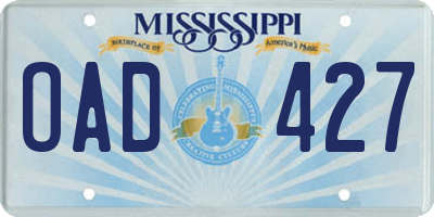 MS license plate OAD427