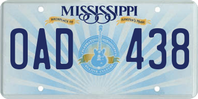 MS license plate OAD438