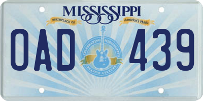 MS license plate OAD439