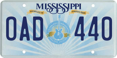 MS license plate OAD440