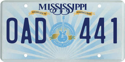 MS license plate OAD441