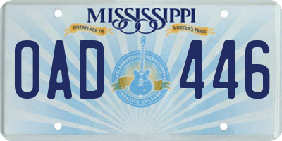 MS license plate OAD446