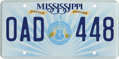 MS license plate OAD448