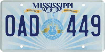 MS license plate OAD449