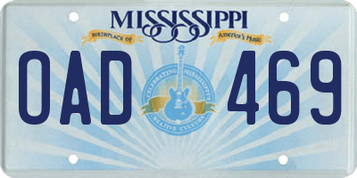 MS license plate OAD469
