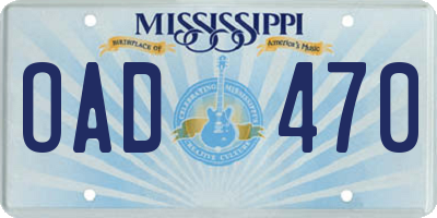 MS license plate OAD470
