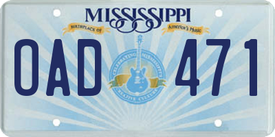 MS license plate OAD471