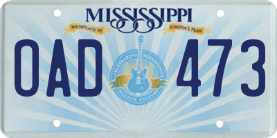 MS license plate OAD473