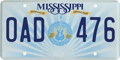 MS license plate OAD476