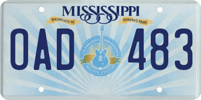 MS license plate OAD483