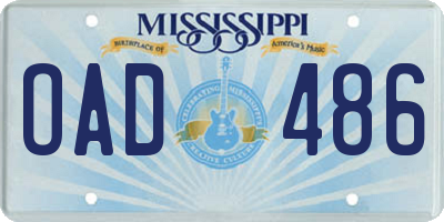 MS license plate OAD486