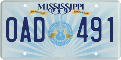 MS license plate OAD491