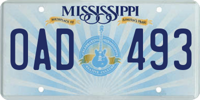MS license plate OAD493