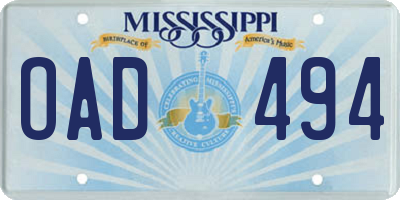 MS license plate OAD494