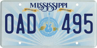 MS license plate OAD495