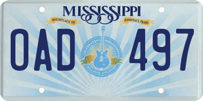 MS license plate OAD497