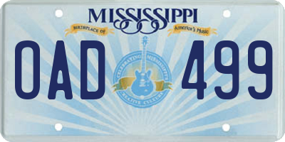 MS license plate OAD499