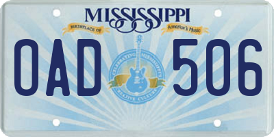 MS license plate OAD506