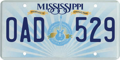 MS license plate OAD529