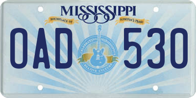 MS license plate OAD530