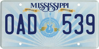MS license plate OAD539