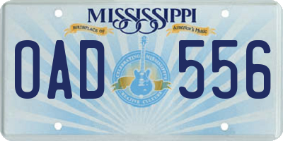MS license plate OAD556